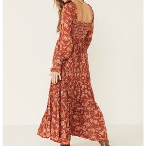 Free People Sweet Escape LS Maxi Dress Mocha Combo